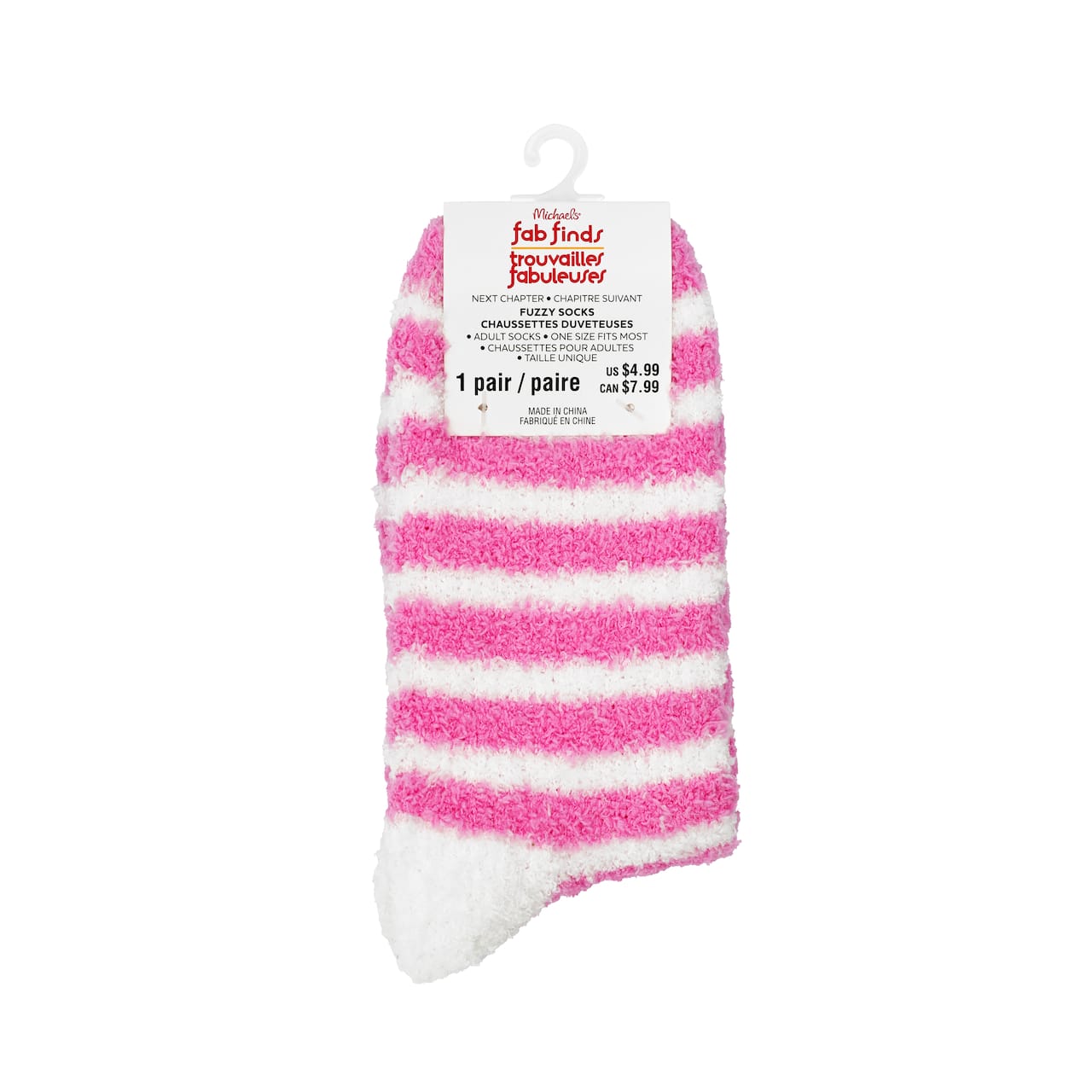 Pink & White Adult Fuzzy Socks by Fab Finds
